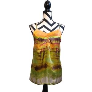 Banana Republic 100% Silk Watercolored Babydoll Sleeveless Blouse